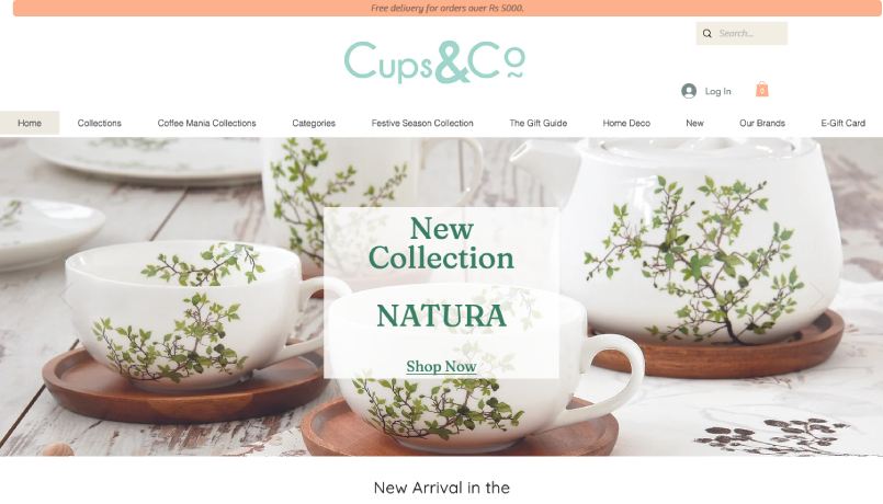 Cups and Co homepage 